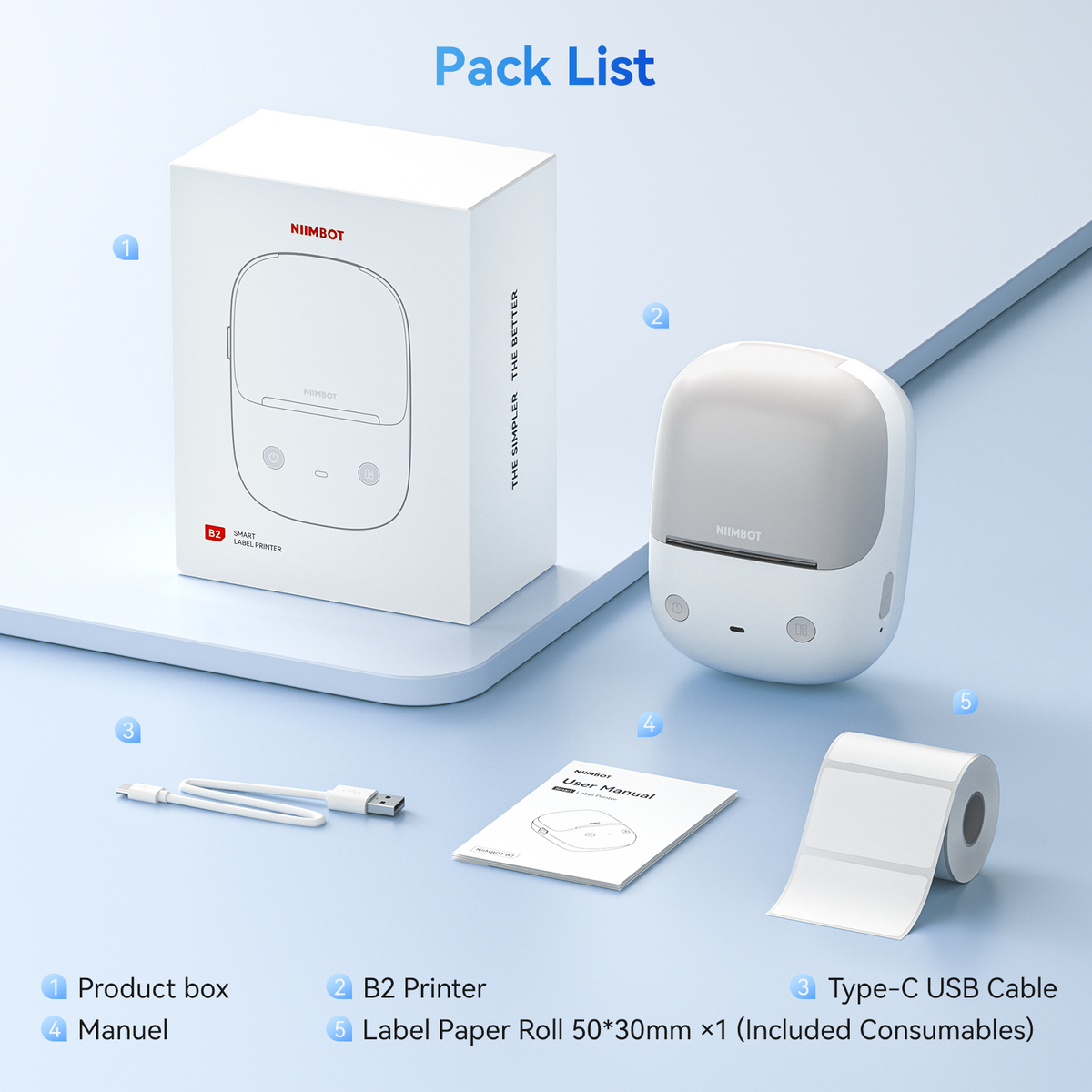 NIIMBOT - B2 Bluetooth Label Printer Incl Label Roll