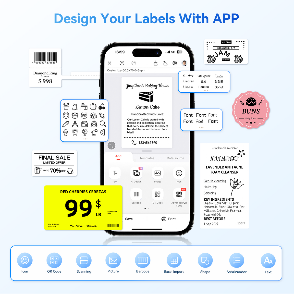 NIIMBOT - B2 Bluetooth Label Printer Incl Label Roll
