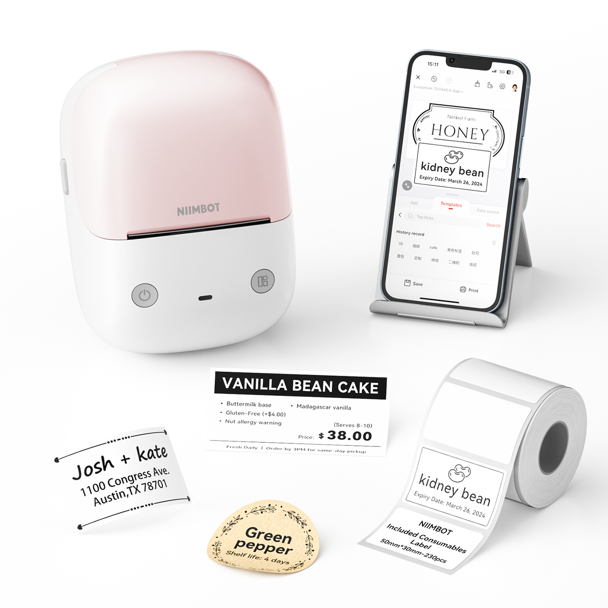 NIIMBOT - B2 Bluetooth Label Printer Incl Label Roll