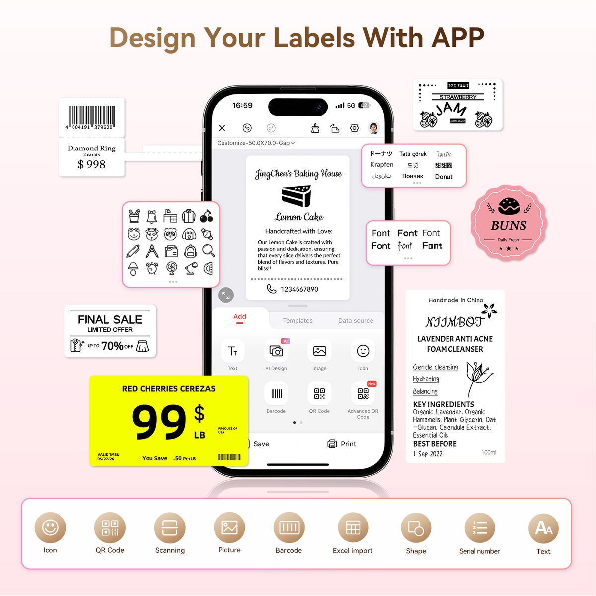 NIIMBOT - B2 Bluetooth Label Printer Incl Label Roll