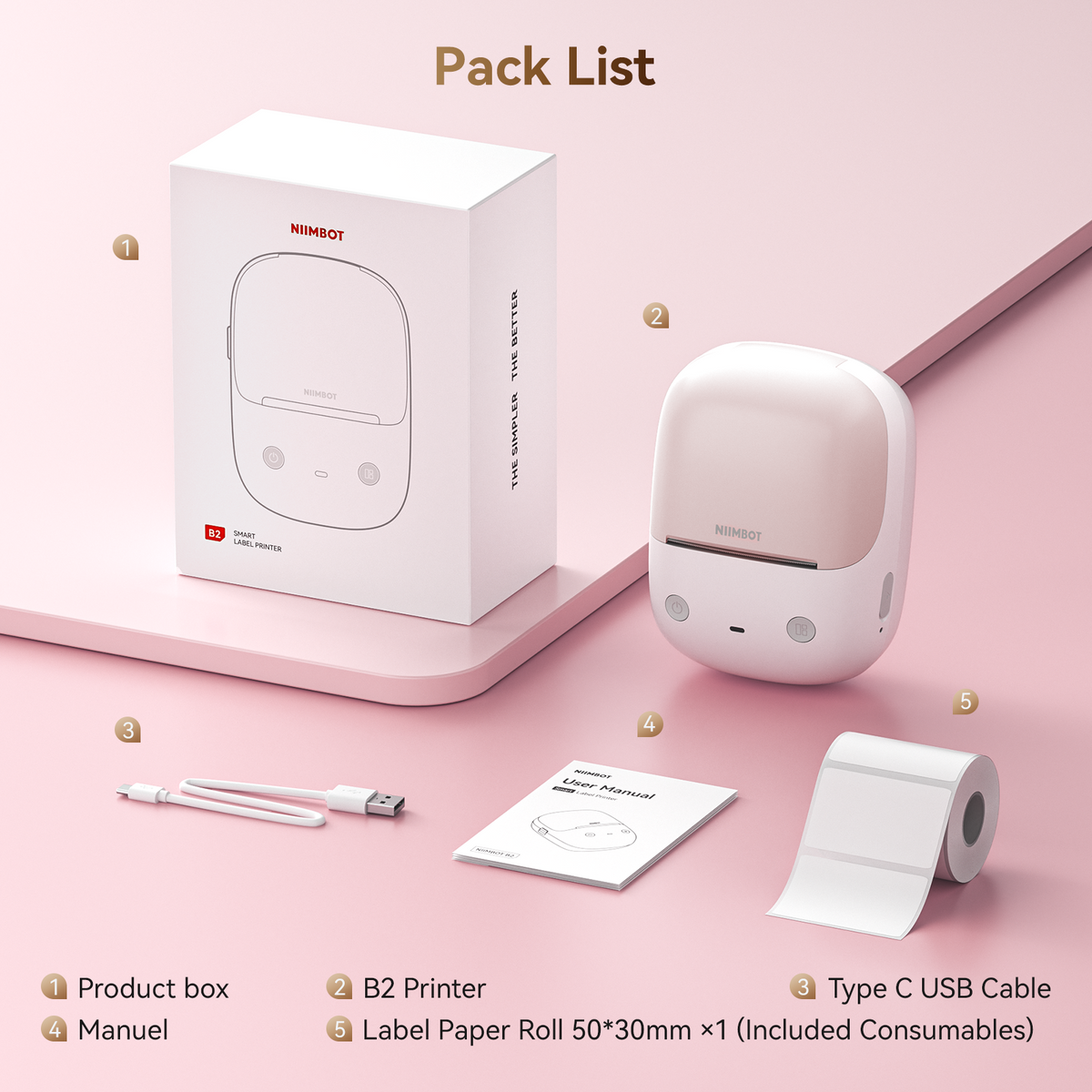 NIIMBOT - B2 Bluetooth Label Printer Incl Label Roll