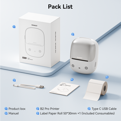NIIMBOT - B2 Pro 300dpi Bluetooth Label Printer Incl Label Roll