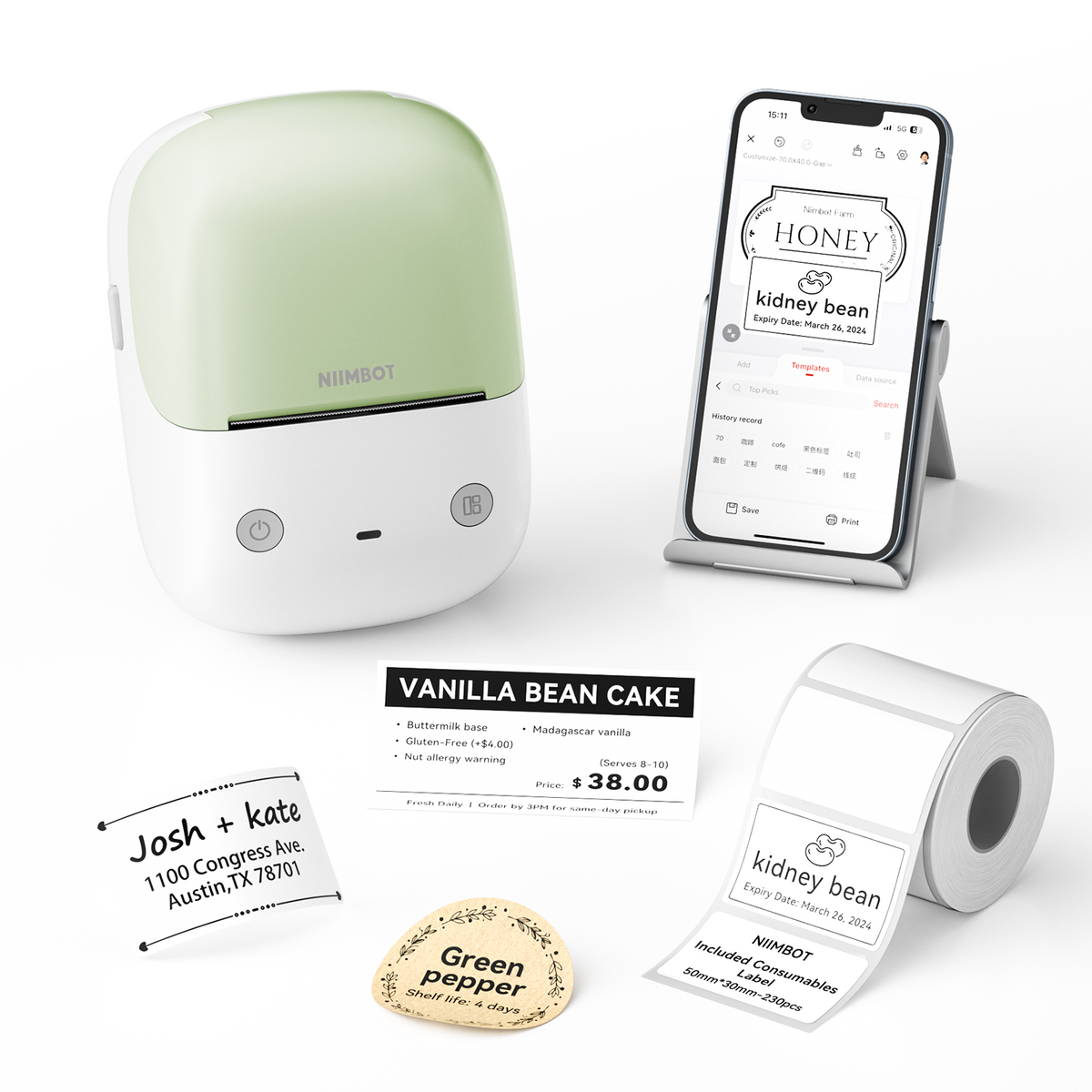 NIIMBOT - B2 Bluetooth Label Printer Incl Label Roll
