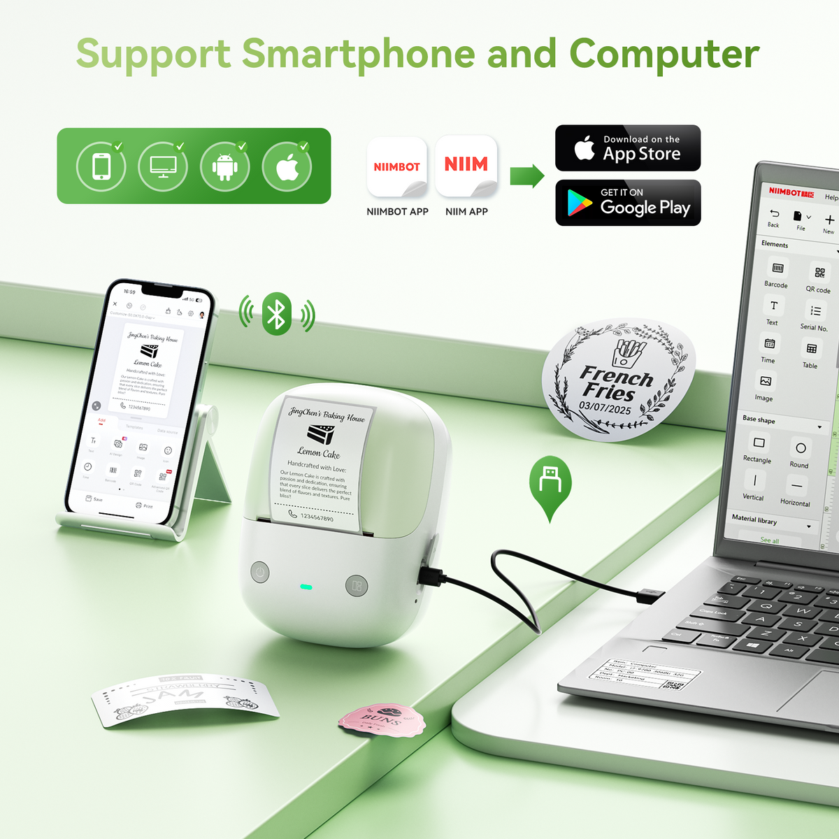 NIIMBOT - B2 Bluetooth Label Printer Incl Label Roll