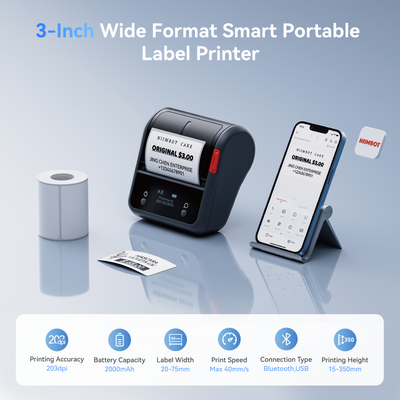NIIMBOT - B3S_P Bluetooth Label Printer Incl Label Roll - Grey