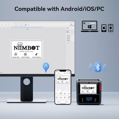 NIIMBOT - B3S_P Bluetooth Label Printer Incl Label Roll - Grey
