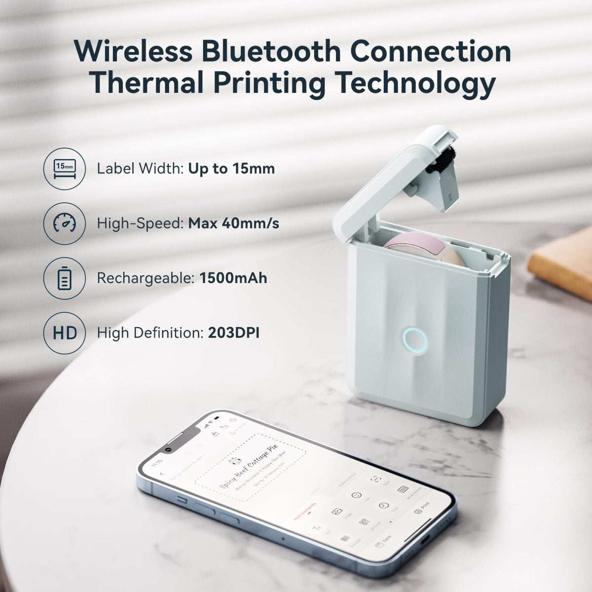 NIIMBOT - D110_M Bluetooth Label Printer Incl Label Roll