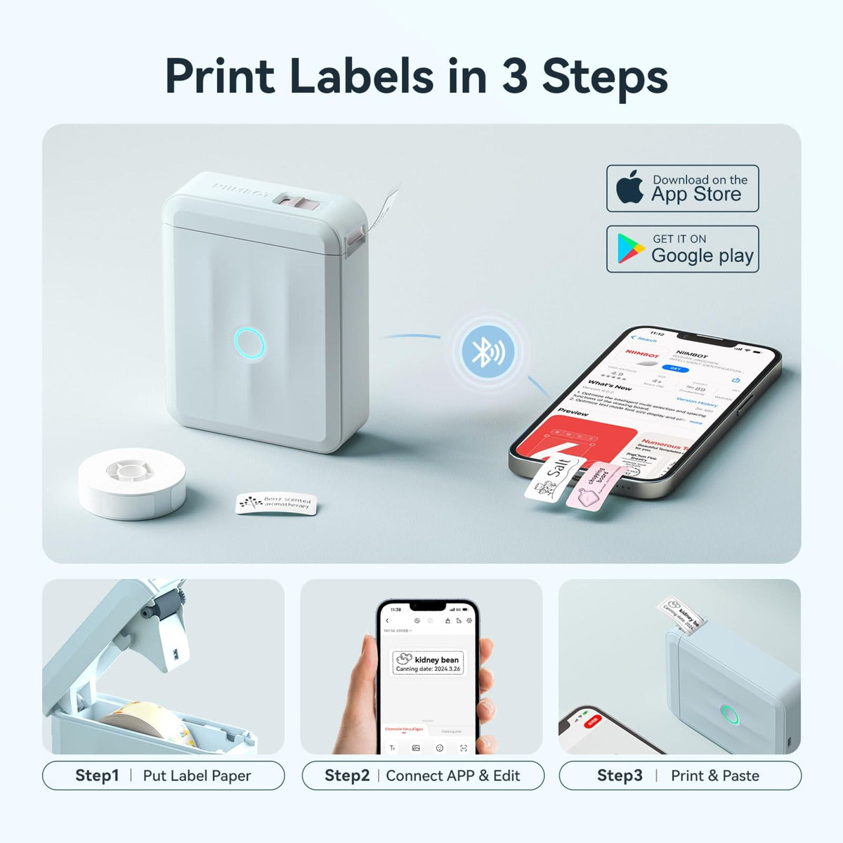 NIIMBOT - D110_M Bluetooth Label Printer Incl Label Roll