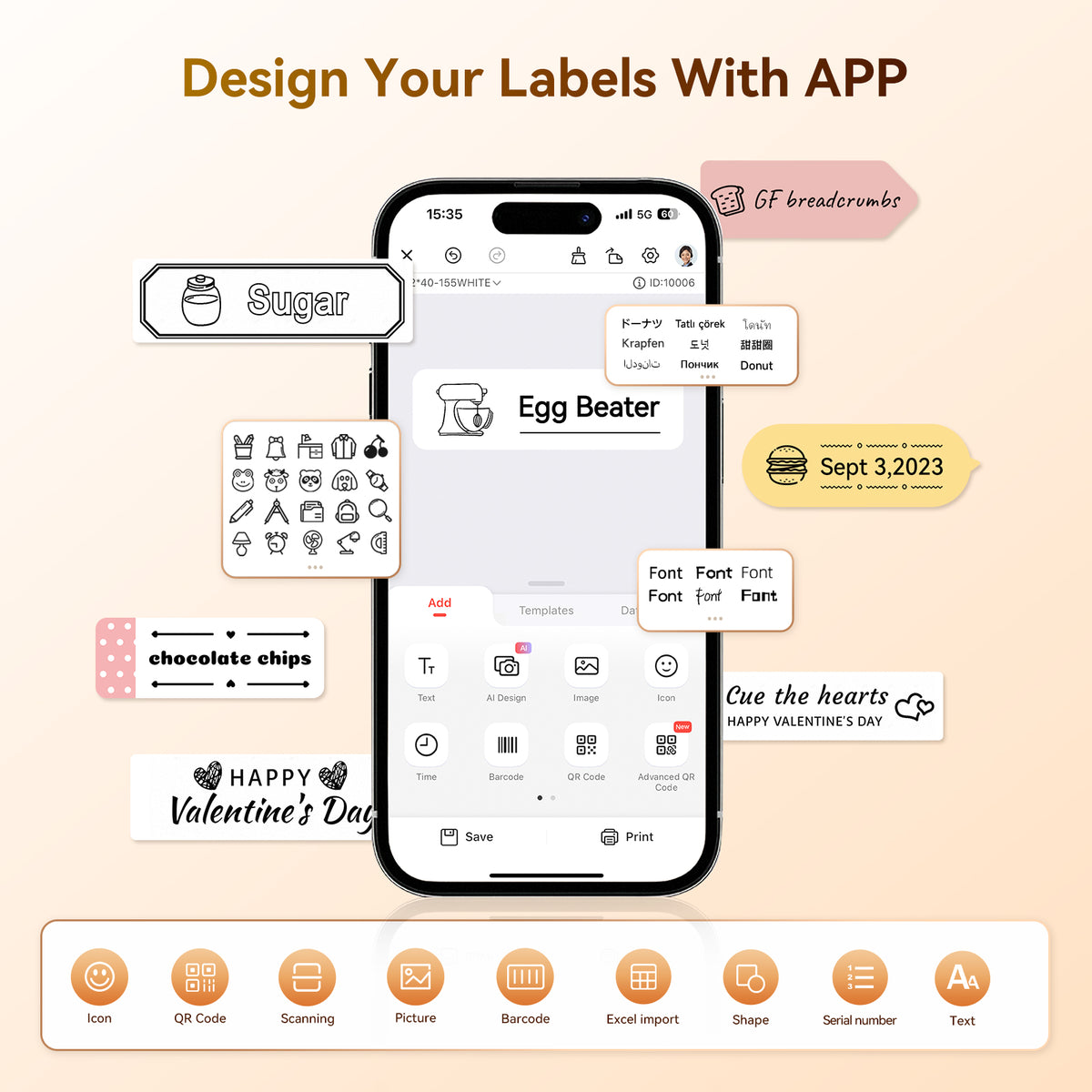 NIIMBOT - D101 Bluetooth Label Printer Incl Label Roll - White