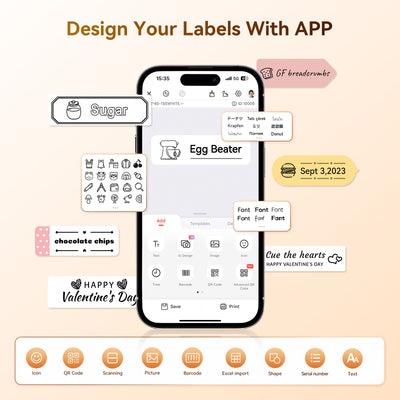 NIIMBOT - D101 Bluetooth Label Printer Incl Label Roll - White