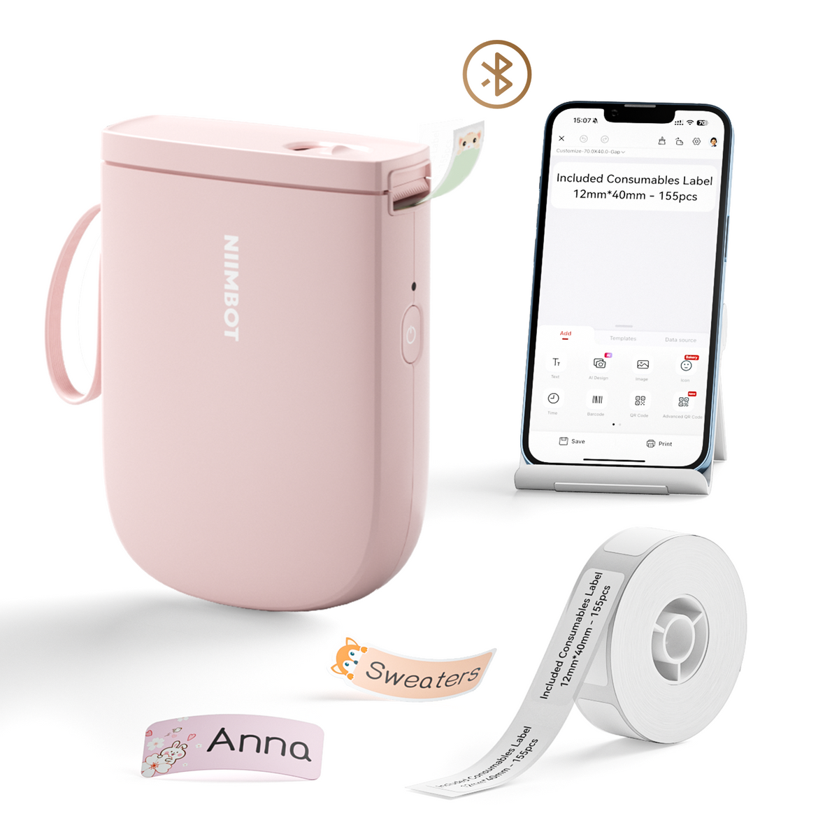 NIIMBOT - D11_H 300dpi Bluetooth Label Printer Incl Label Roll