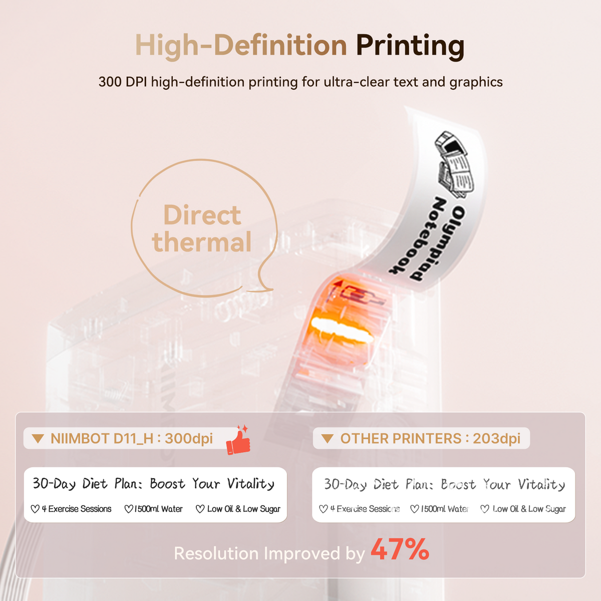 NIIMBOT - D11_H 300dpi Bluetooth Label Printer Incl Label Roll