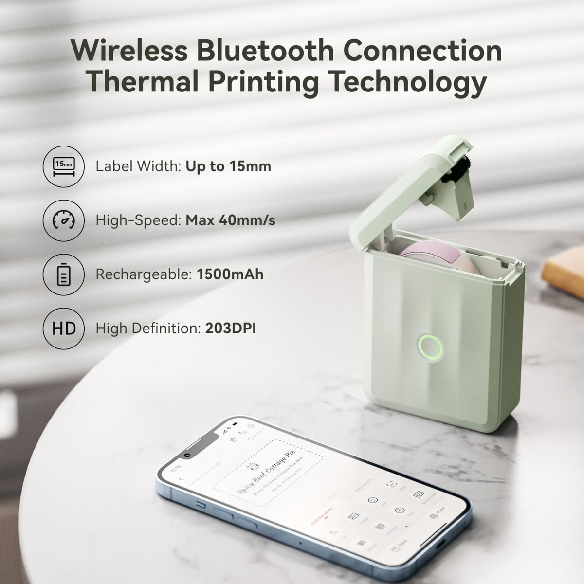 NIIMBOT - D110_M Bluetooth Label Printer Incl Label Roll