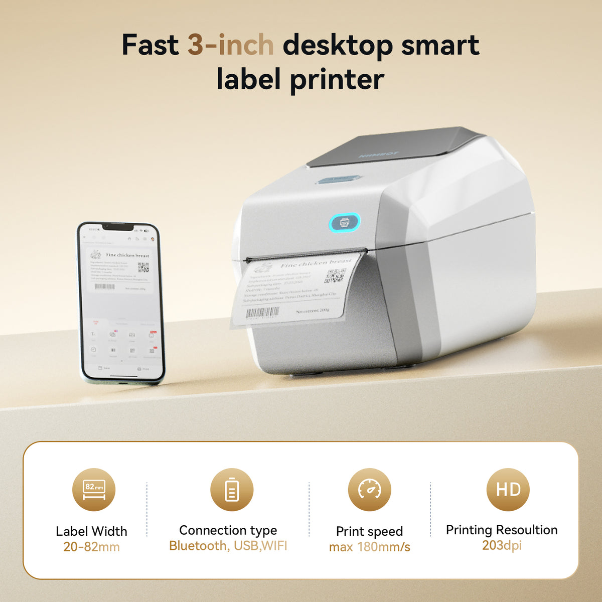 NIIMBOT - K3_W Bluetooth & WiFi Label Printer Incl Label Roll