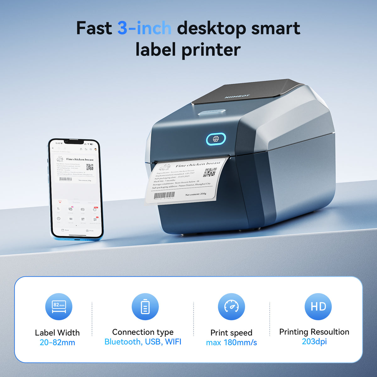 NIIMBOT - K3_W Bluetooth & WiFi Label Printer Incl Label Roll