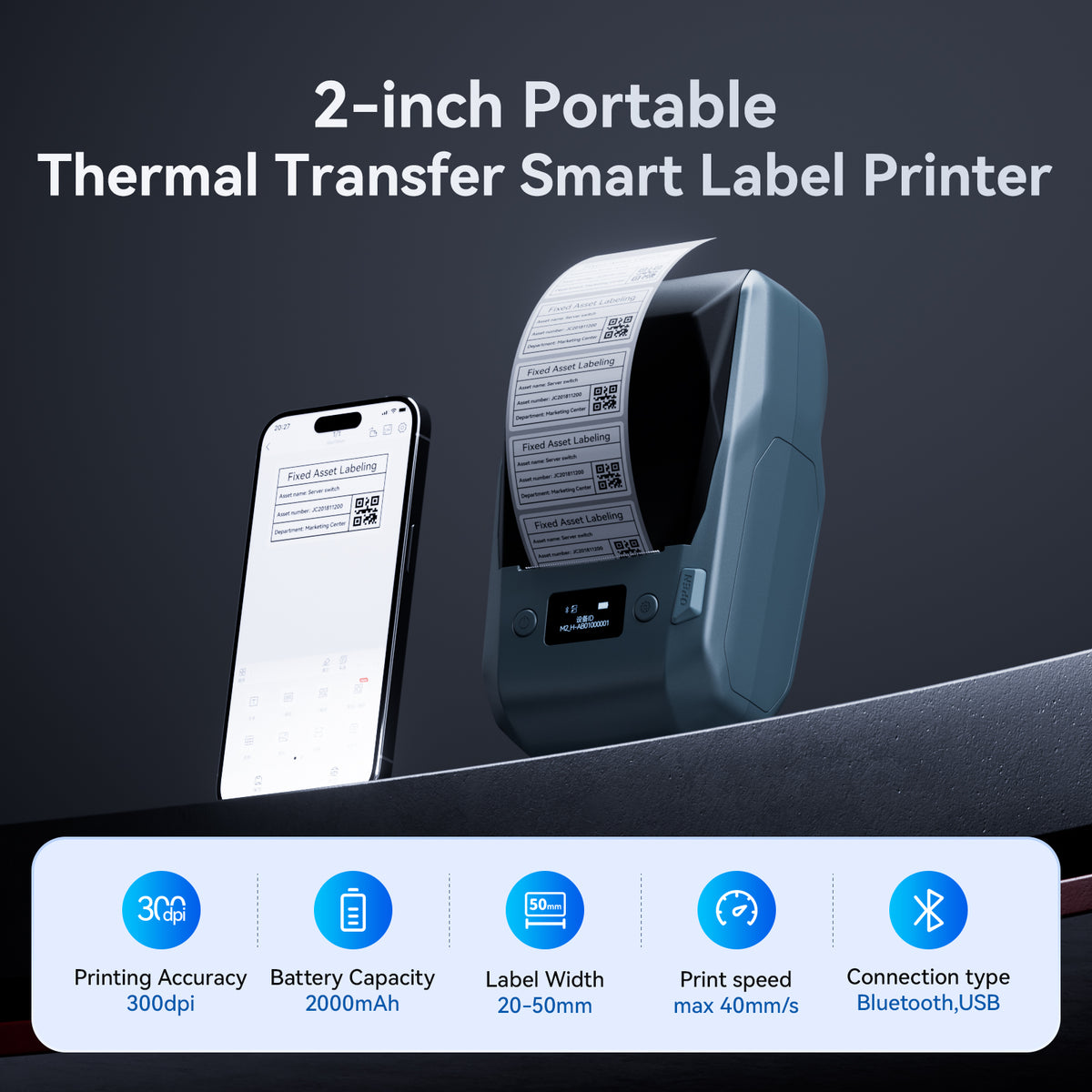 NIIMBOT - M2_H 300dpi Bluetooth Label Printer Incl Label Roll