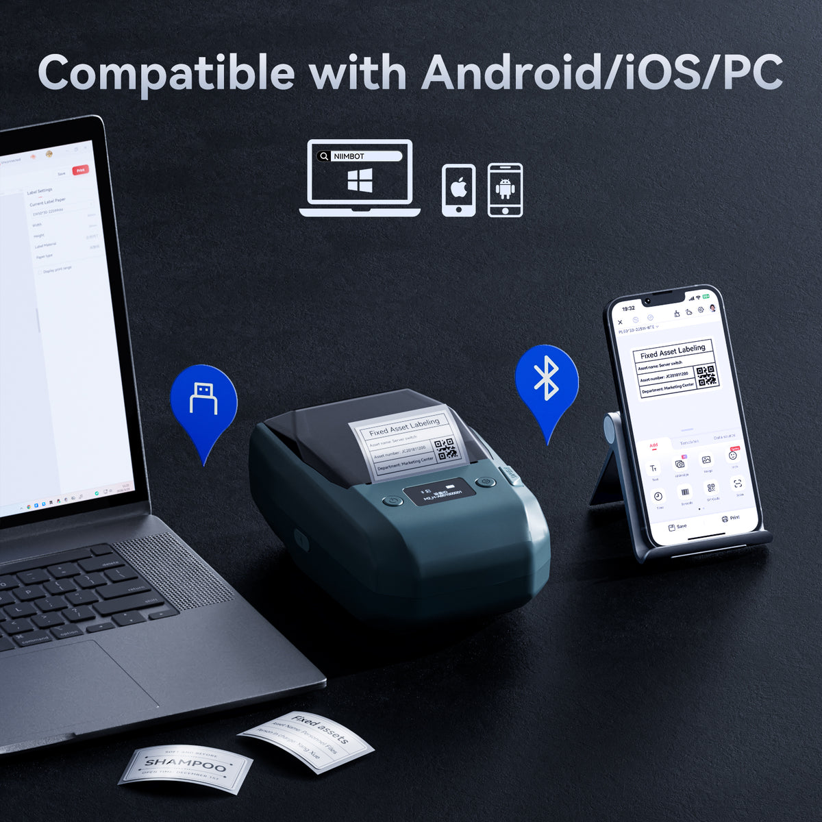 NIIMBOT - M2_H 300dpi Bluetooth Label Printer Incl Label Roll
