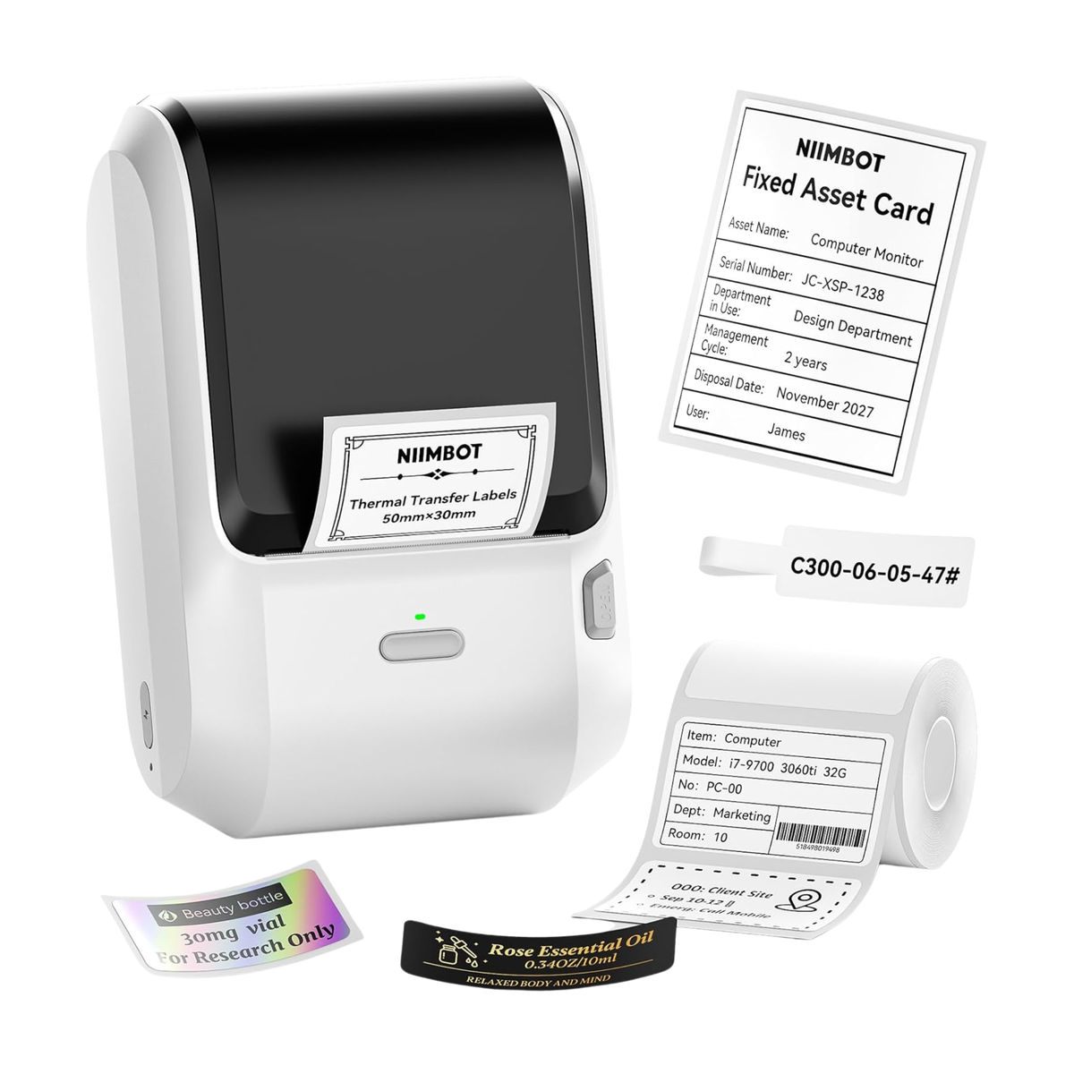 NIIMBOT - M3 Bluetooth Label Printer Incl Label Roll - White