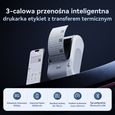 NIIMBOT - M3 Bluetooth Label Printer Incl Label Roll - White