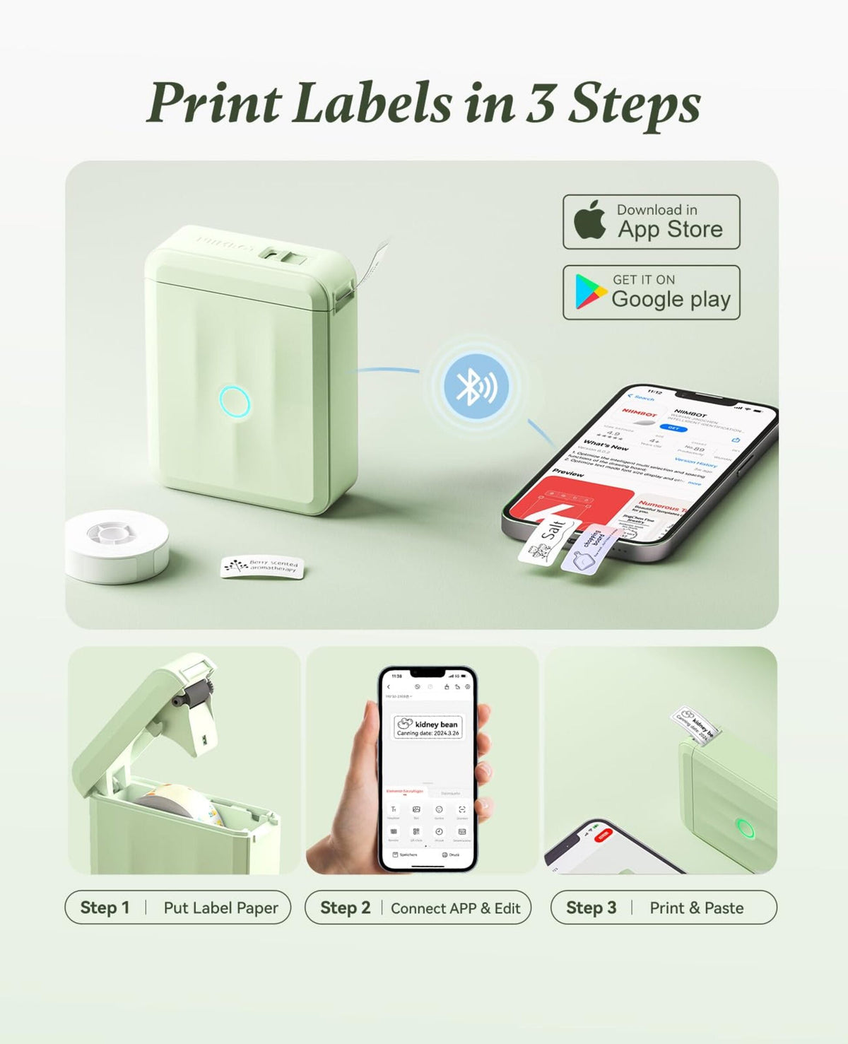 NIIMBOT - D110_M Bluetooth Label Printer Incl Label Roll