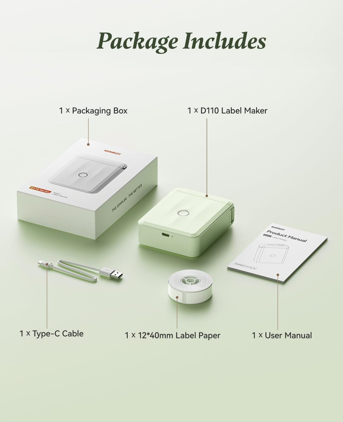 NIIMBOT - D110_M Bluetooth Label Printer Incl Label Roll