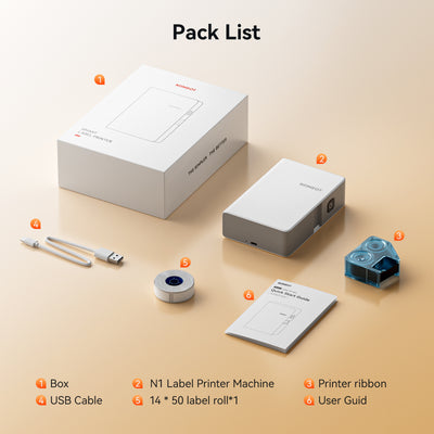 NIIMBOT - N1 Bluetooth Label Printer Incl Label Roll - White