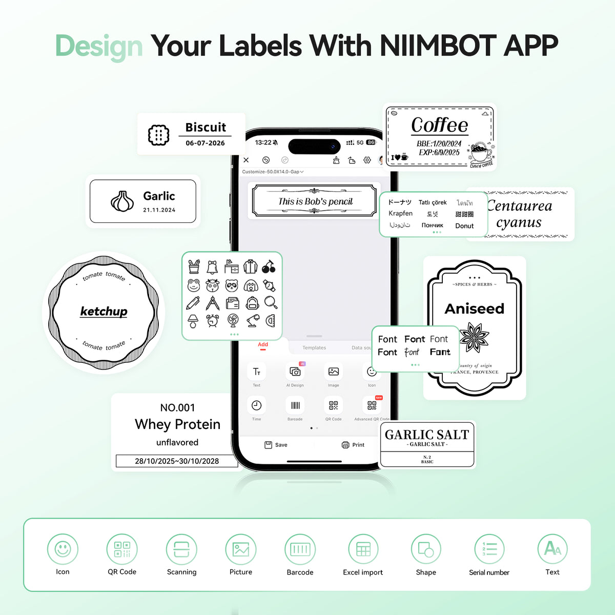 NIIMBOT - B21S Bluetooth Label Printer Incl Label Roll