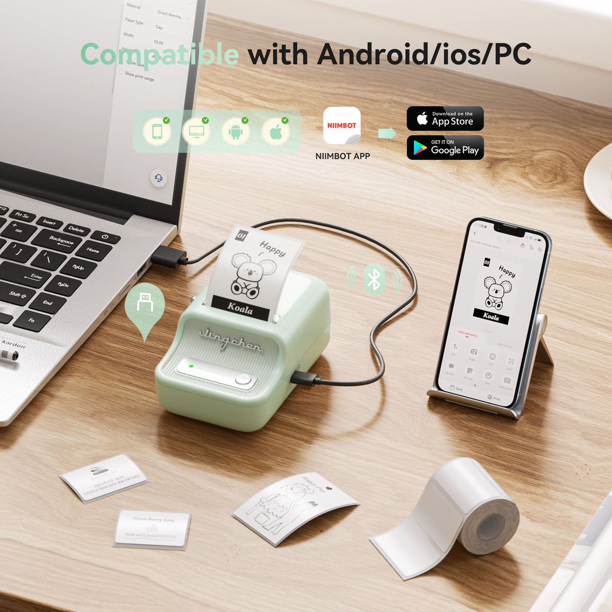NIIMBOT - B21S Bluetooth Label Printer Incl Label Roll
