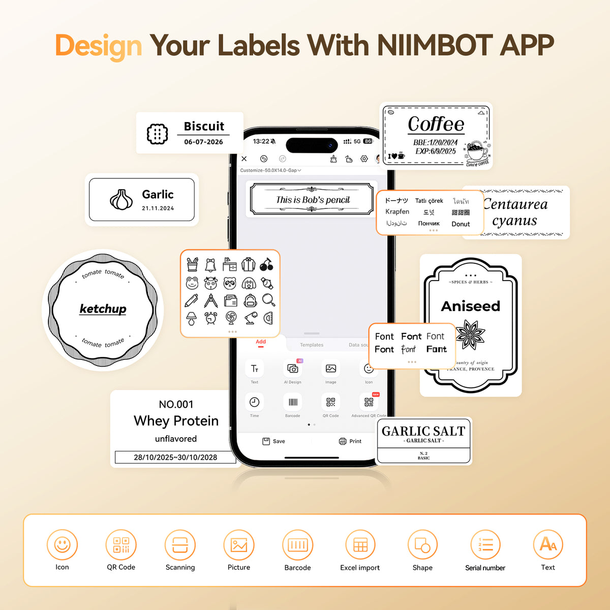 NIIMBOT - B21S Bluetooth Label Printer Incl Label Roll