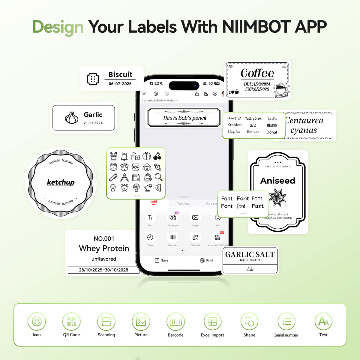 NIIMBOT - B21S Bluetooth Label Printer Incl Label Roll