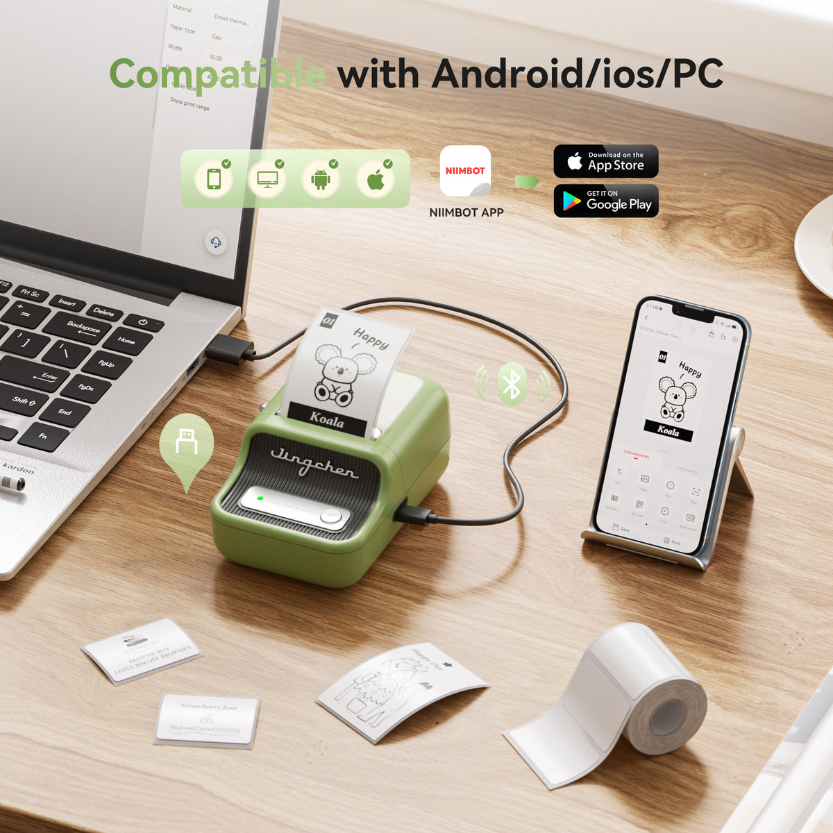 NIIMBOT - B21S Bluetooth Label Printer Incl Label Roll
