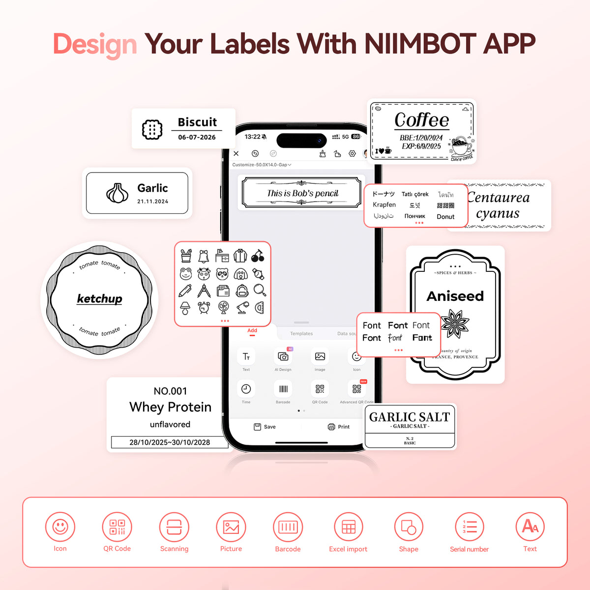 NIIMBOT - B21S Bluetooth Label Printer Incl Label Roll