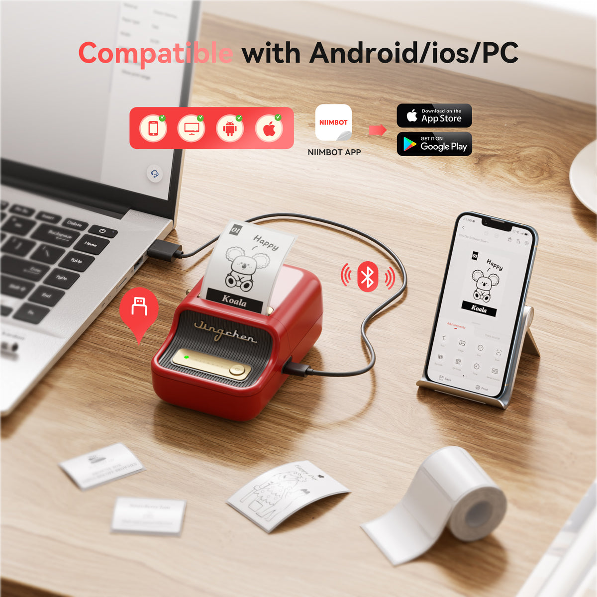 NIIMBOT - B21S Bluetooth Label Printer Incl Label Roll