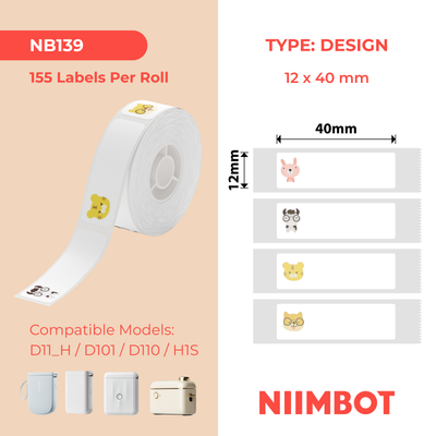 NIIMBOT - D Range - 12x40mm - Zoo - 155 Labels