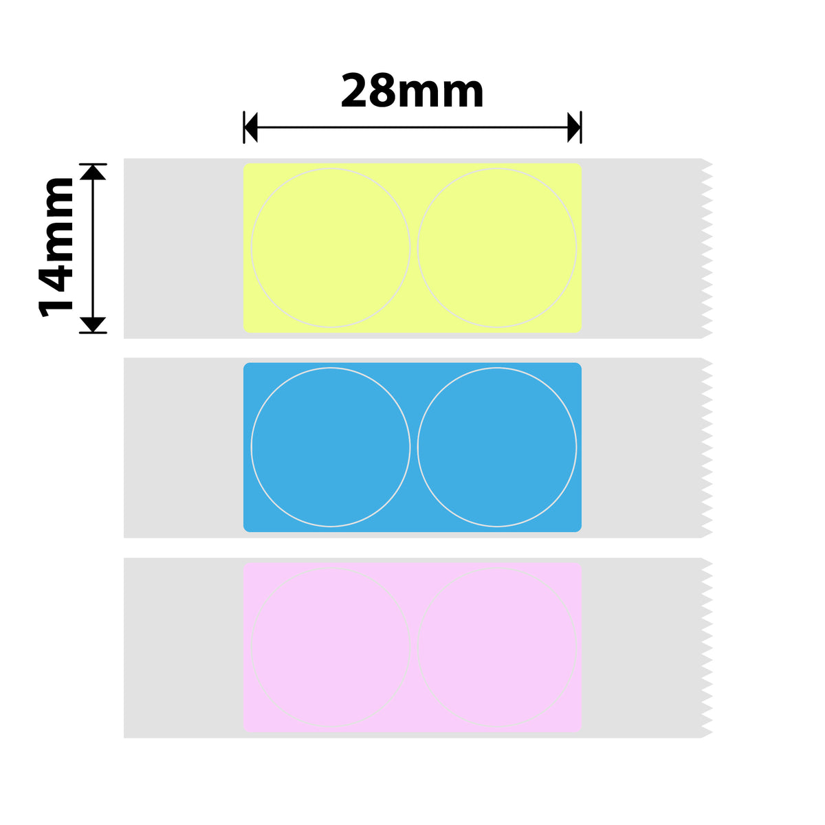 NIIMBOT - D Range - 14x28mm - Pink, Yellow, Blue Round - 205 Labels
