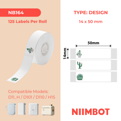 NIIMBOT - D Range - 14x50mm - Succulent A - 125 Labels