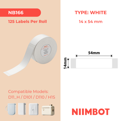 NIIMBOT - D Range - 14x54mm - White - 120 Labels