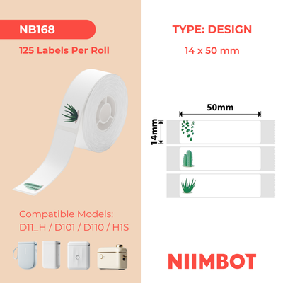 NIIMBOT - D Range - 14x50mm - Succulent B - 125 Labels