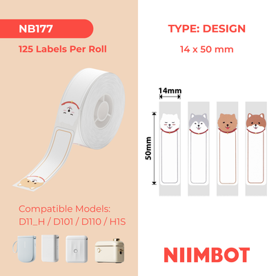 NIIMBOT - D Range - 14x50mm - Cute Puppy B - 125 Labels