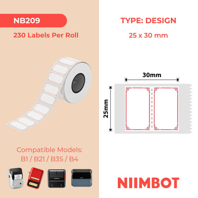 NIIMBOT - B Range - 25x30mm - Elegant Red - 230 Labels