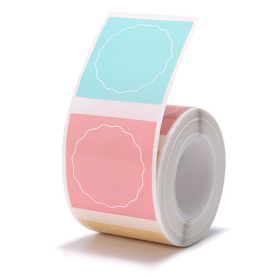 NIIMBOT - B Range - 34x34mm - Wavy Round Pink, Yellow & Blue - 200 Labels