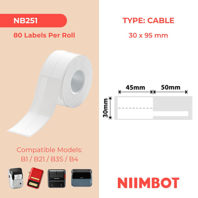 NIIMBOT - B Range - 30x95mm - White Cable - 80 Labels