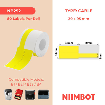 NIIMBOT - B Range - 30x95mm - Yellow Cable - 80 Labels
