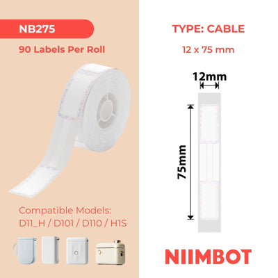 NIIMBOT - D Range - 12x75mm - Milk Candy Cable - 90 Labels