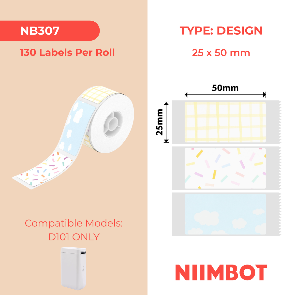 NIIMBOT - D101 Only - 14x60mm - Little World Mixed - 125 Labels