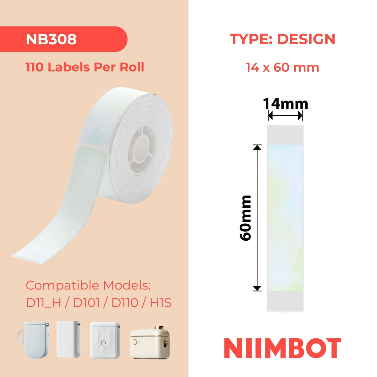 NIIMBOT - D Range - 14x60mm - Morning - 110 Labels