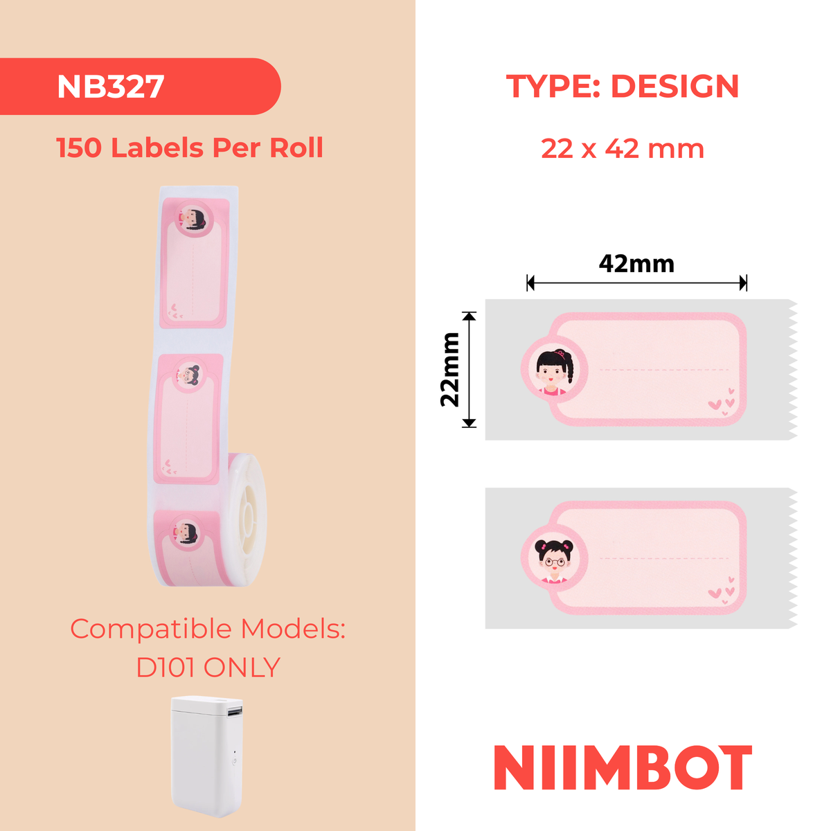 NIIMBOT - D101 Only - 22x42mm - Sweet Baby - 150 Labels