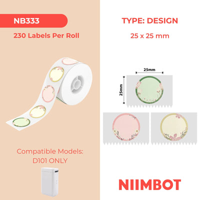 NIIMBOT - D101 Only - 25x25mm - Flower - 230 Labels