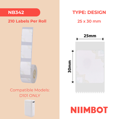 NIIMBOT - D101 Only - 25x30mm - Pandora Mark - 210 Labels