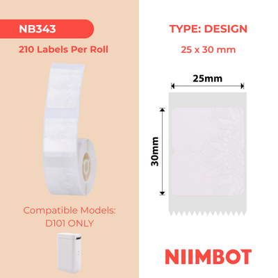 NIIMBOT - D101 Only - 25x30mm - Snow Colour - 210 Labels